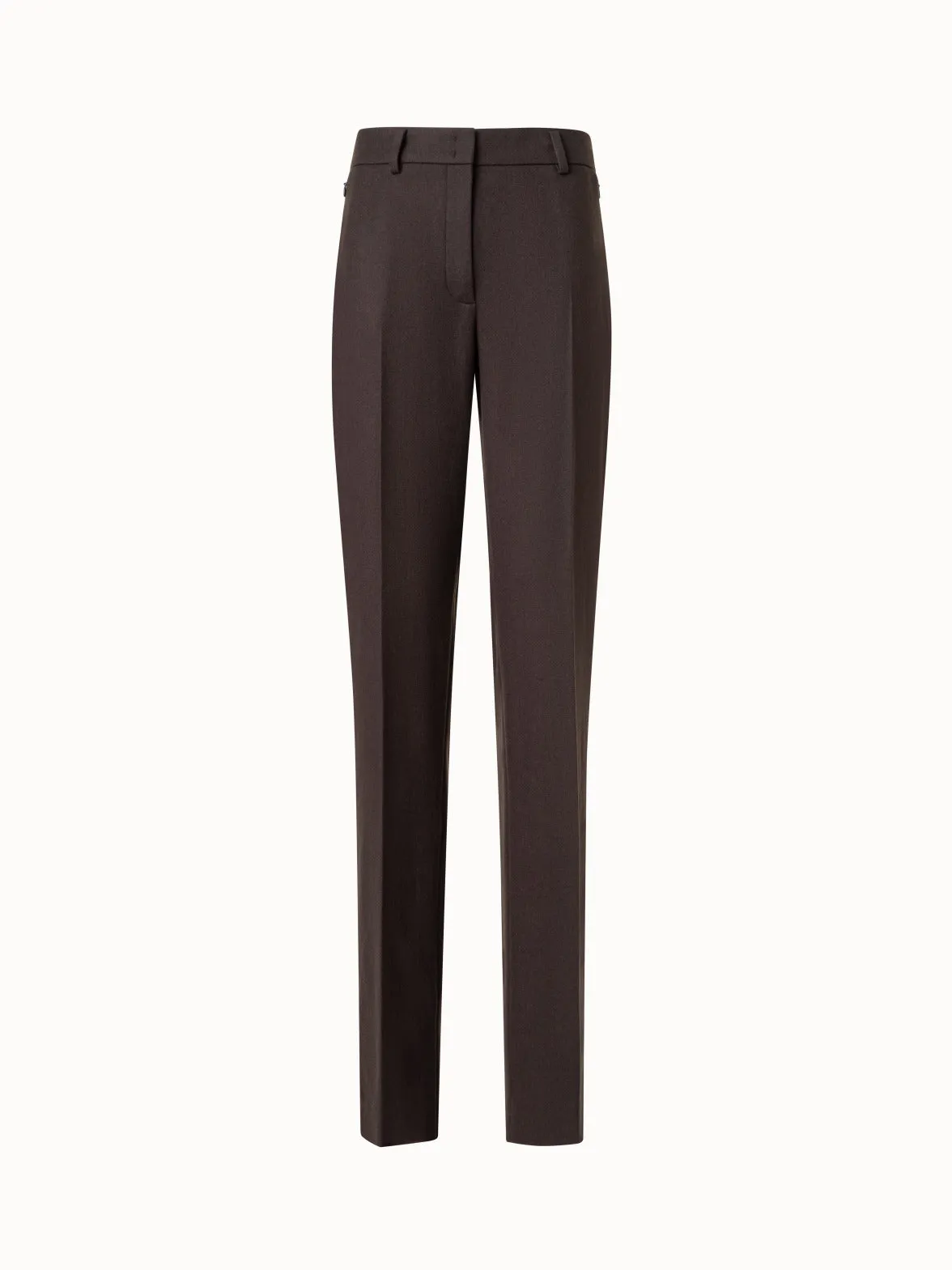 Straight Cashmere Stretch Flannel Pants Akris