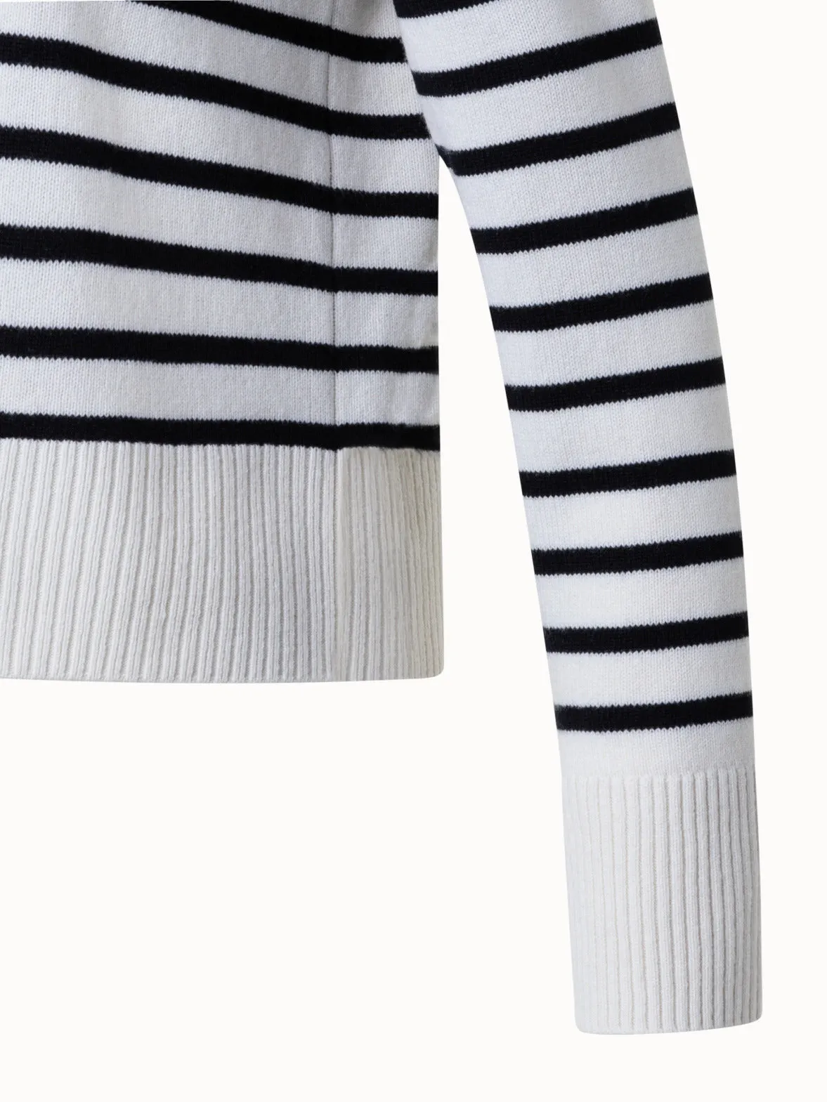 Striped Boxy Sweater in Merino Cashmere Blend Akris