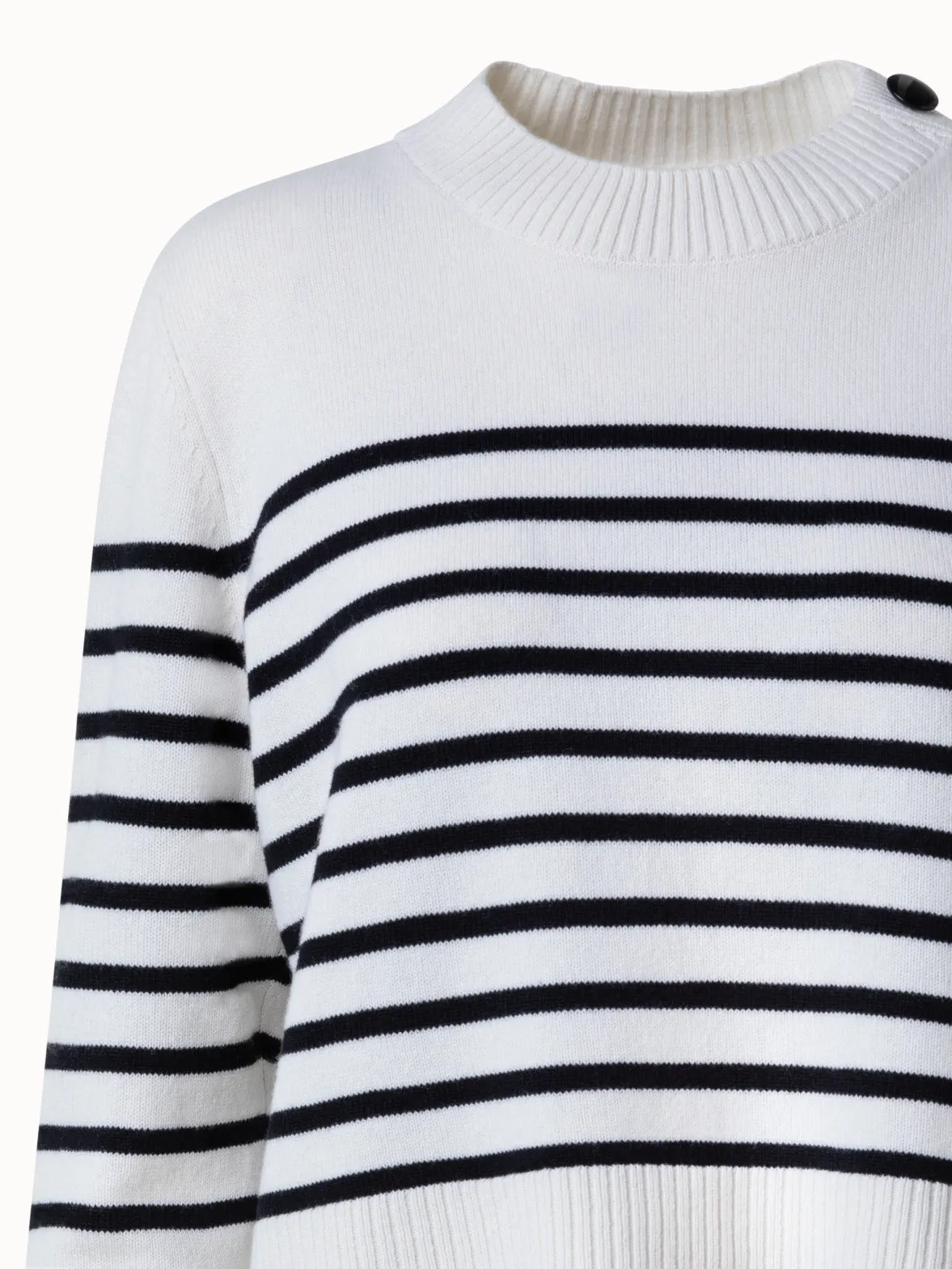 Striped Boxy Sweater in Merino Cashmere Blend Akris