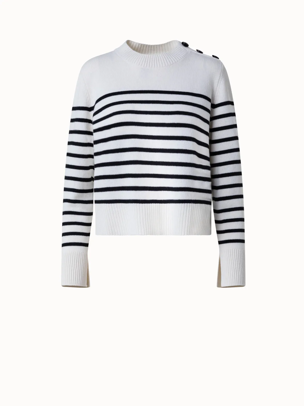 Striped Boxy Sweater in Merino Cashmere Blend Akris
