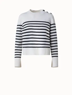 Striped Boxy Sweater in Merino Cashmere Blend Akris