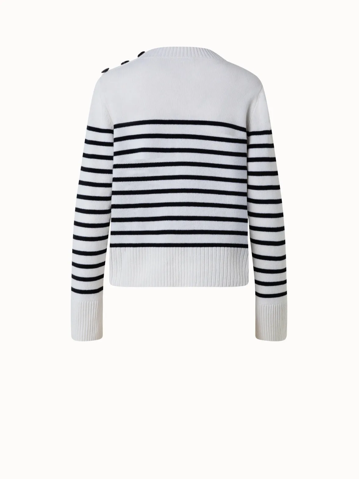 Striped Boxy Sweater in Merino Cashmere Blend Akris