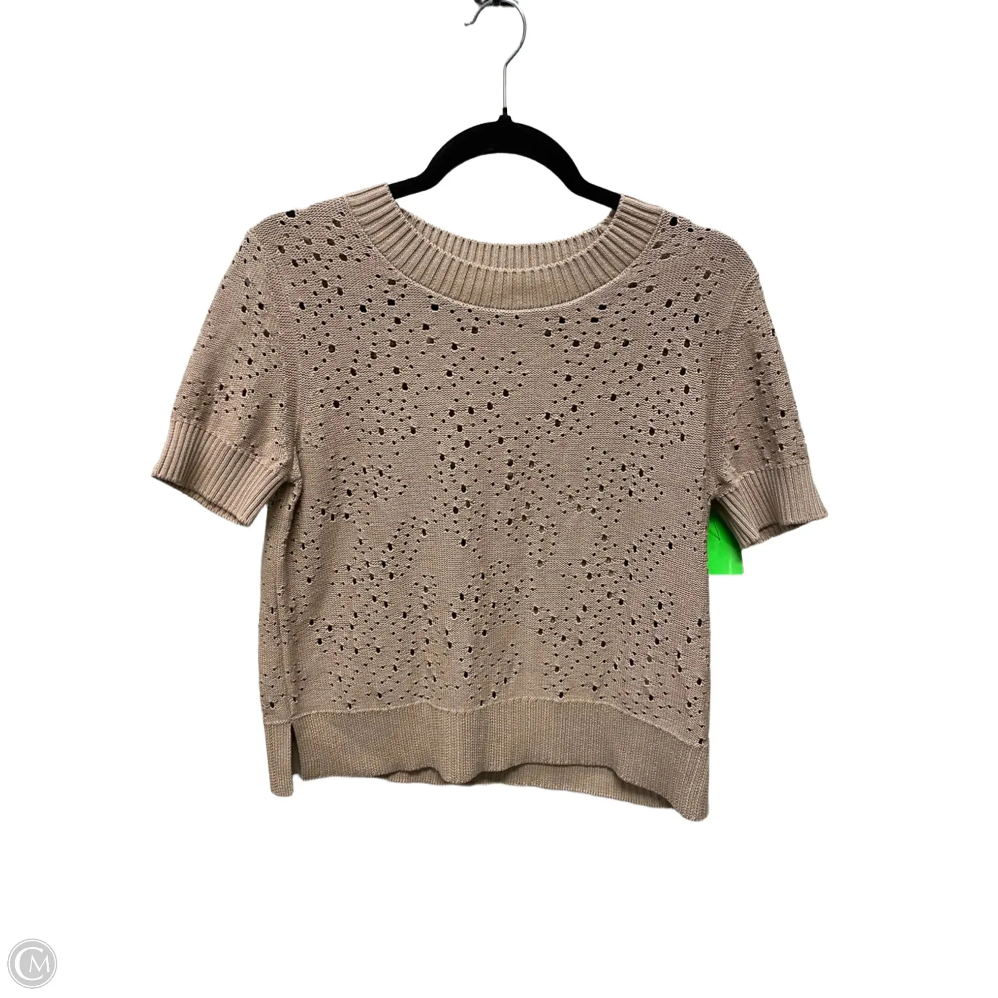 Sweater Short Sleeve By Akris In Tan, Size: S