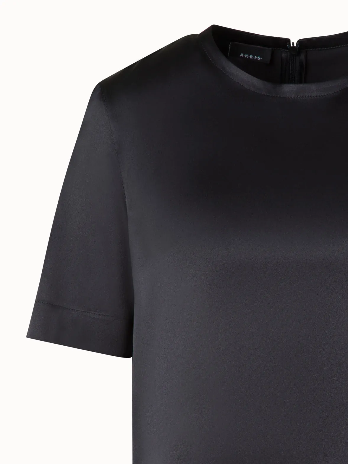 T-Shirt Blouse in Silk Satin Akris