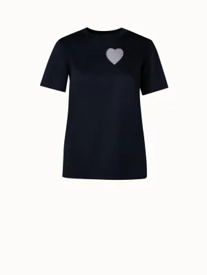 T-Shirt with Tulle Heart Insert Akris