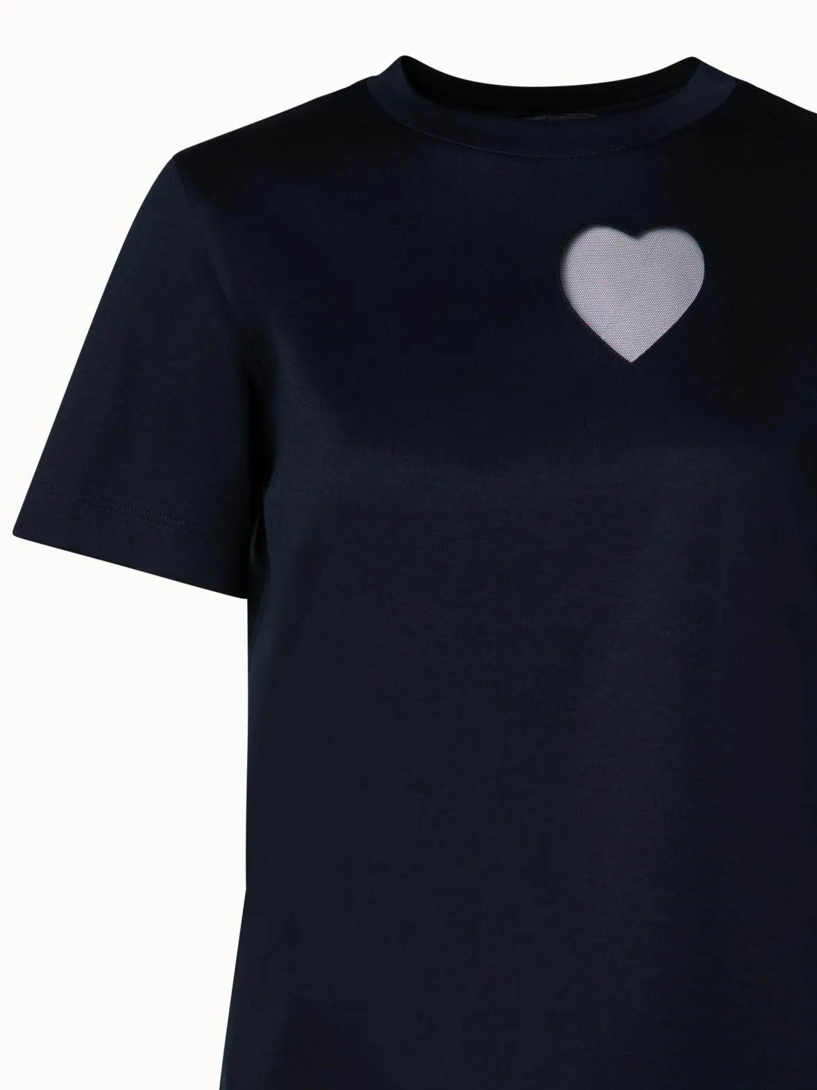 T-Shirt with Tulle Heart Insert Akris