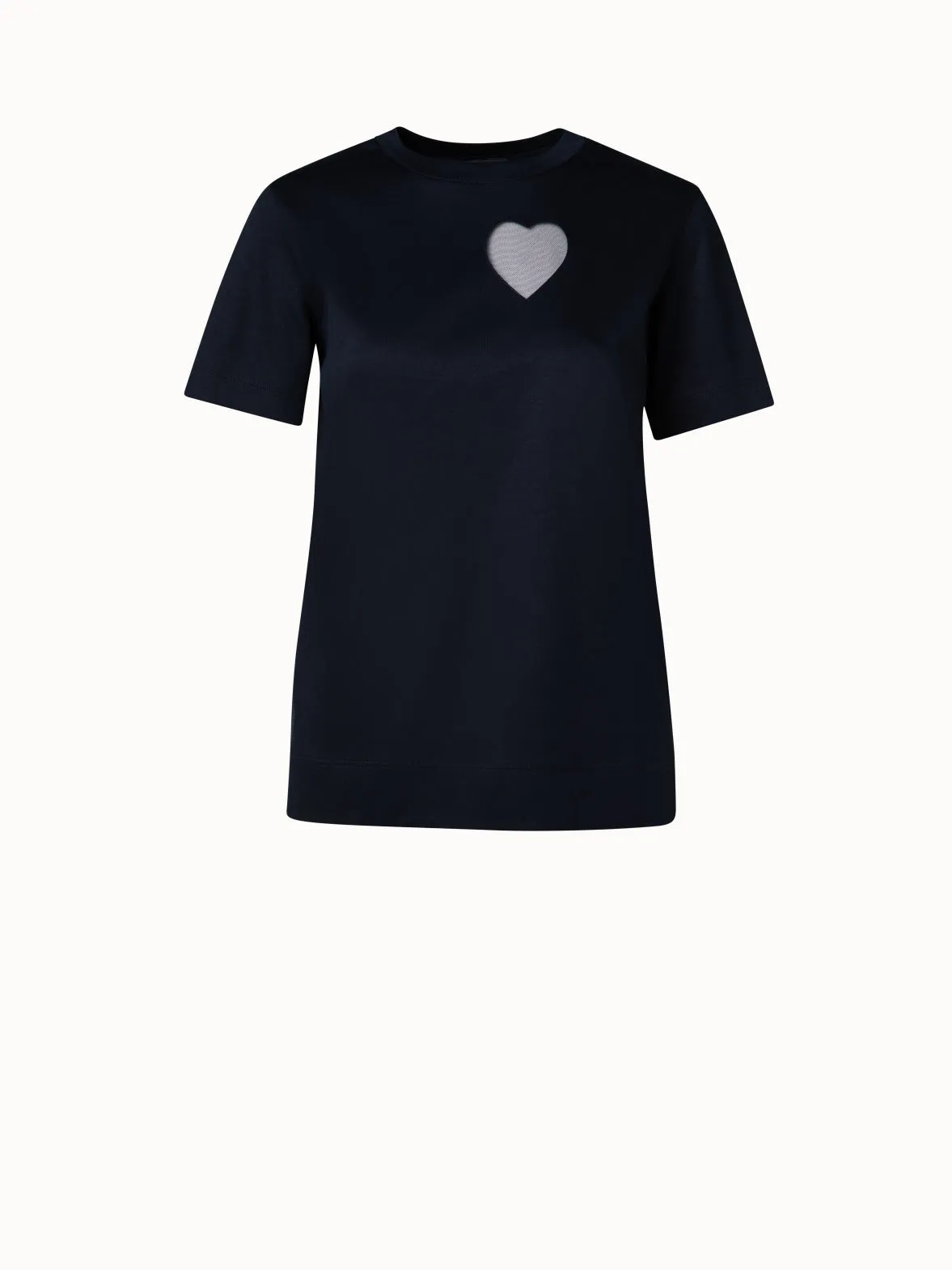 T-Shirt with Tulle Heart Insert Akris