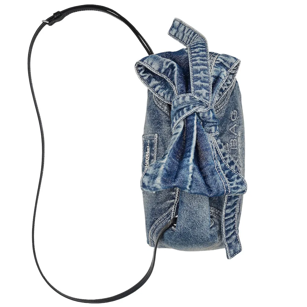 THE BOW DENIM MINI SACK BAG
