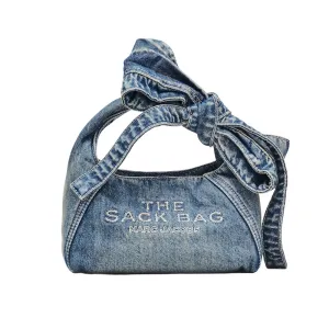 THE BOW DENIM MINI SACK BAG