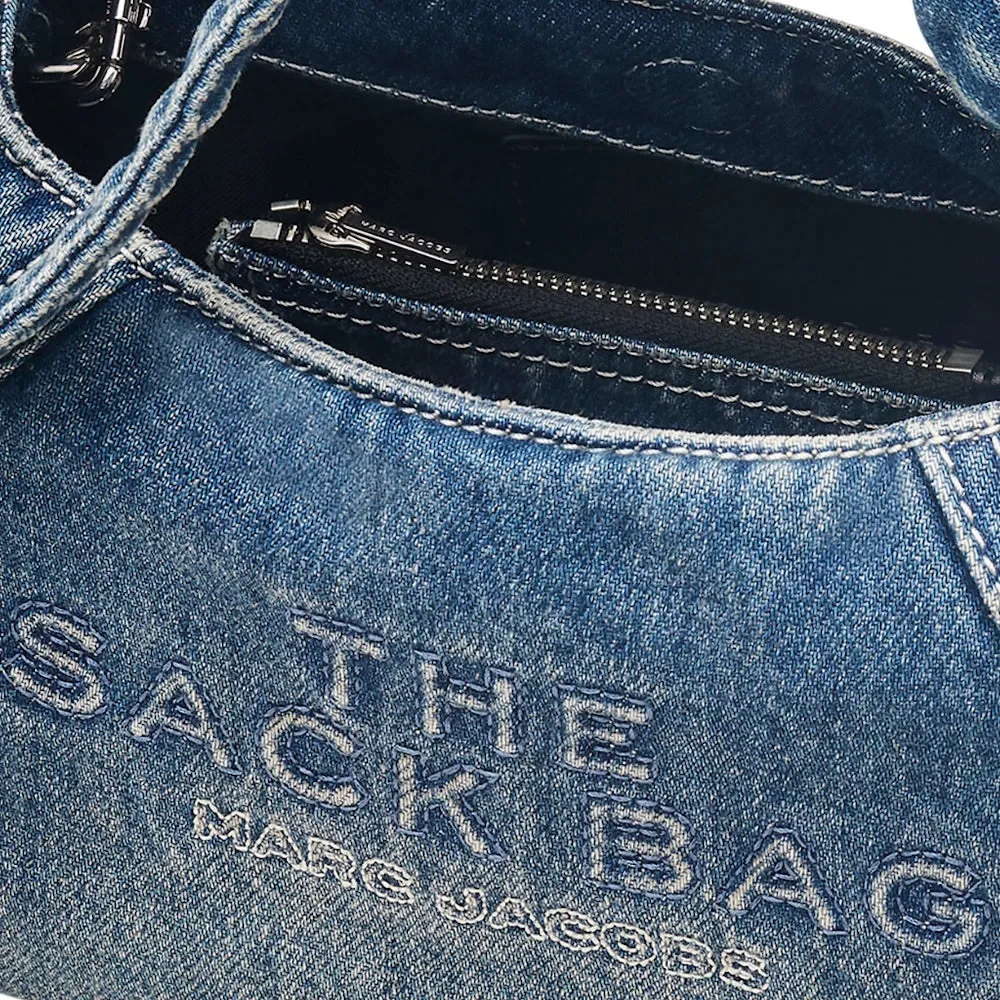 THE BOW DENIM MINI SACK BAG