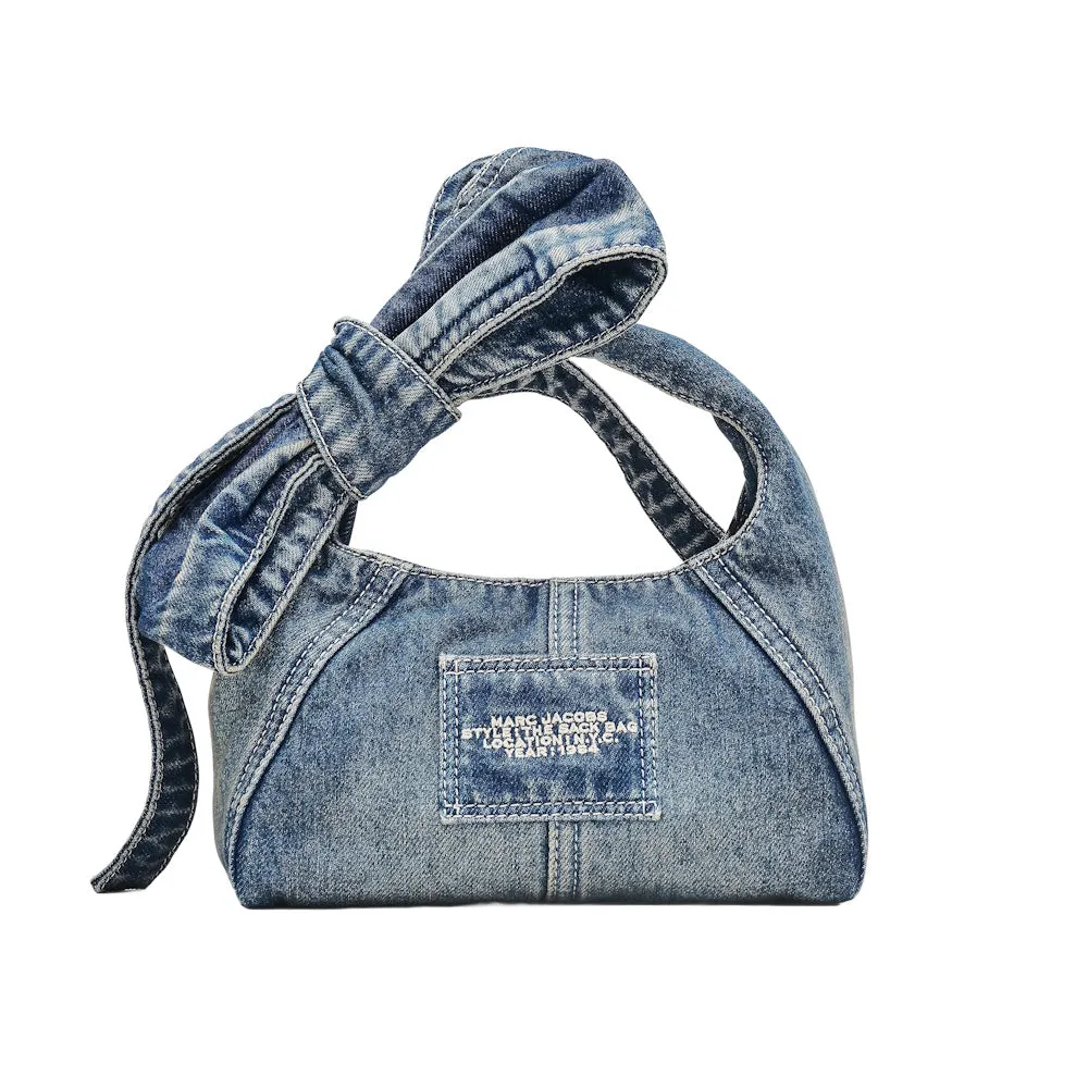 THE BOW DENIM MINI SACK BAG