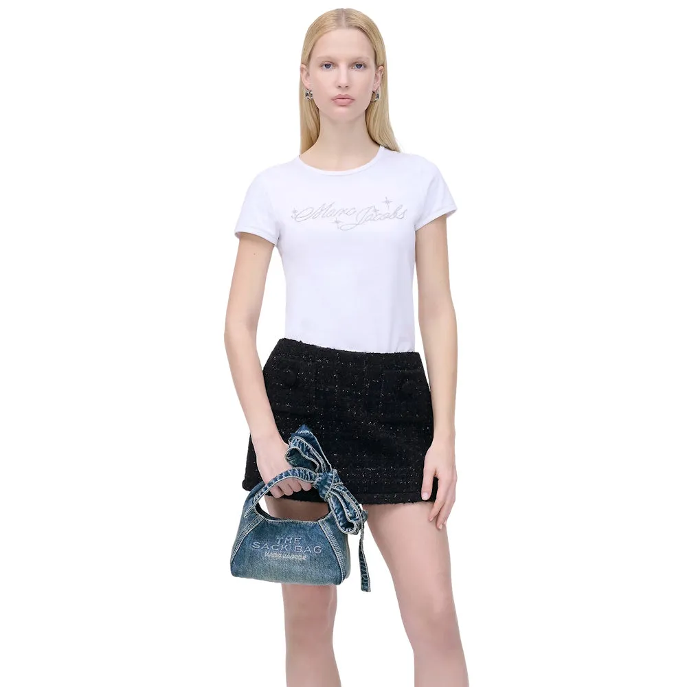 THE BOW DENIM MINI SACK BAG