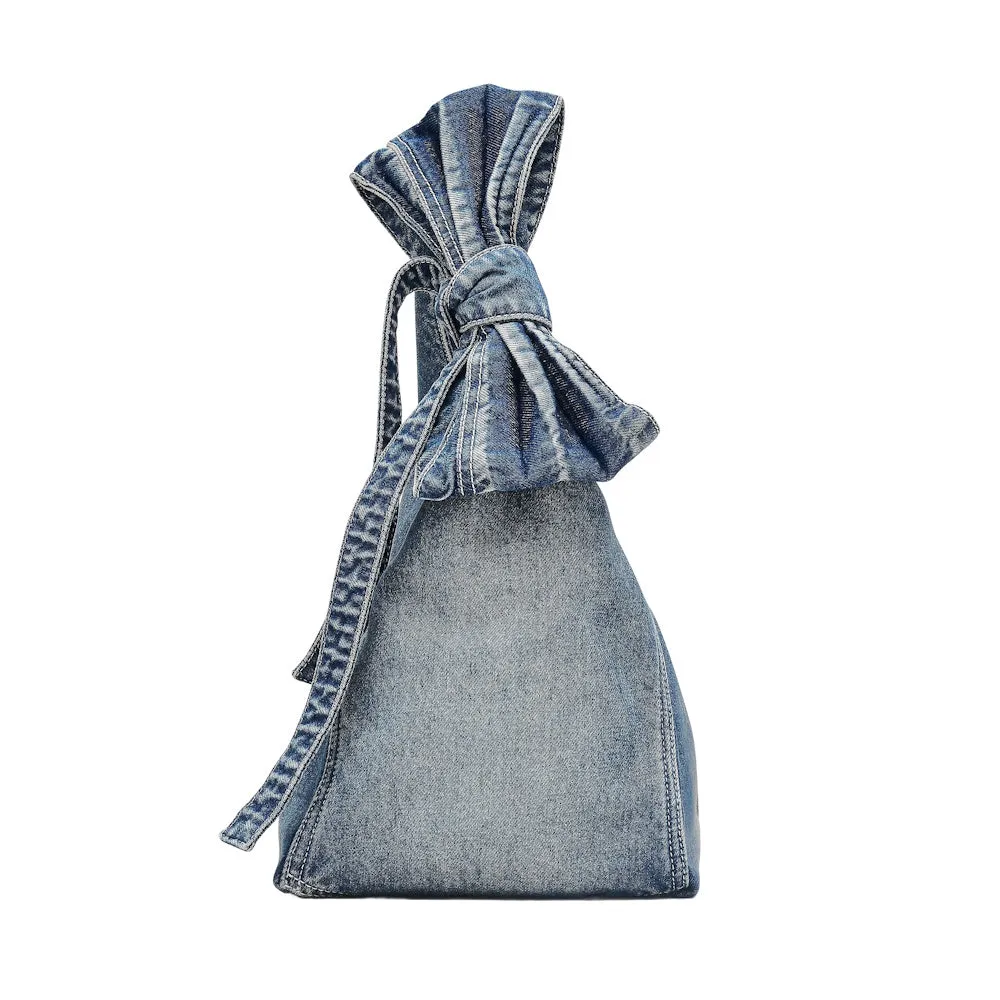 THE BOW DENIM SACK BAG