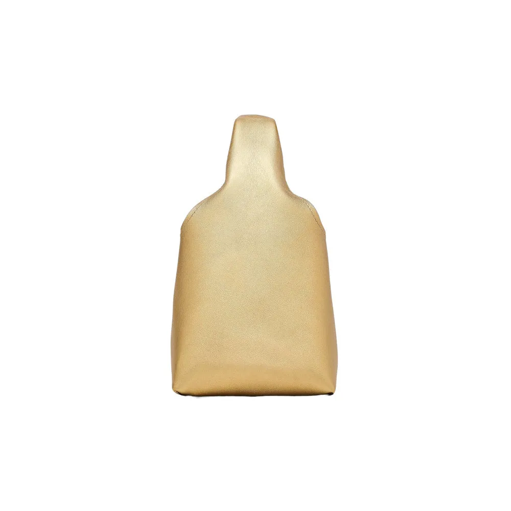 THE METALLIC LEATHER MINI SACK BAG