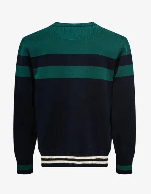 Valentino Navy Blue & Green V Logo Patch Cardigan
