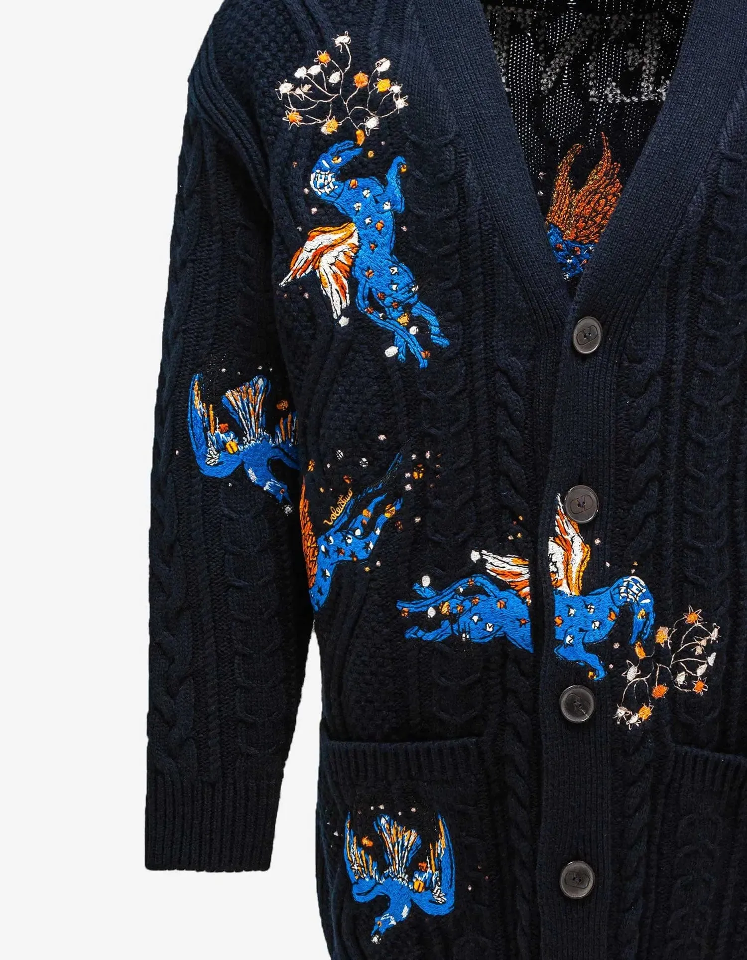 Valentino Navy Blue Utopia World Wool Cardigan
