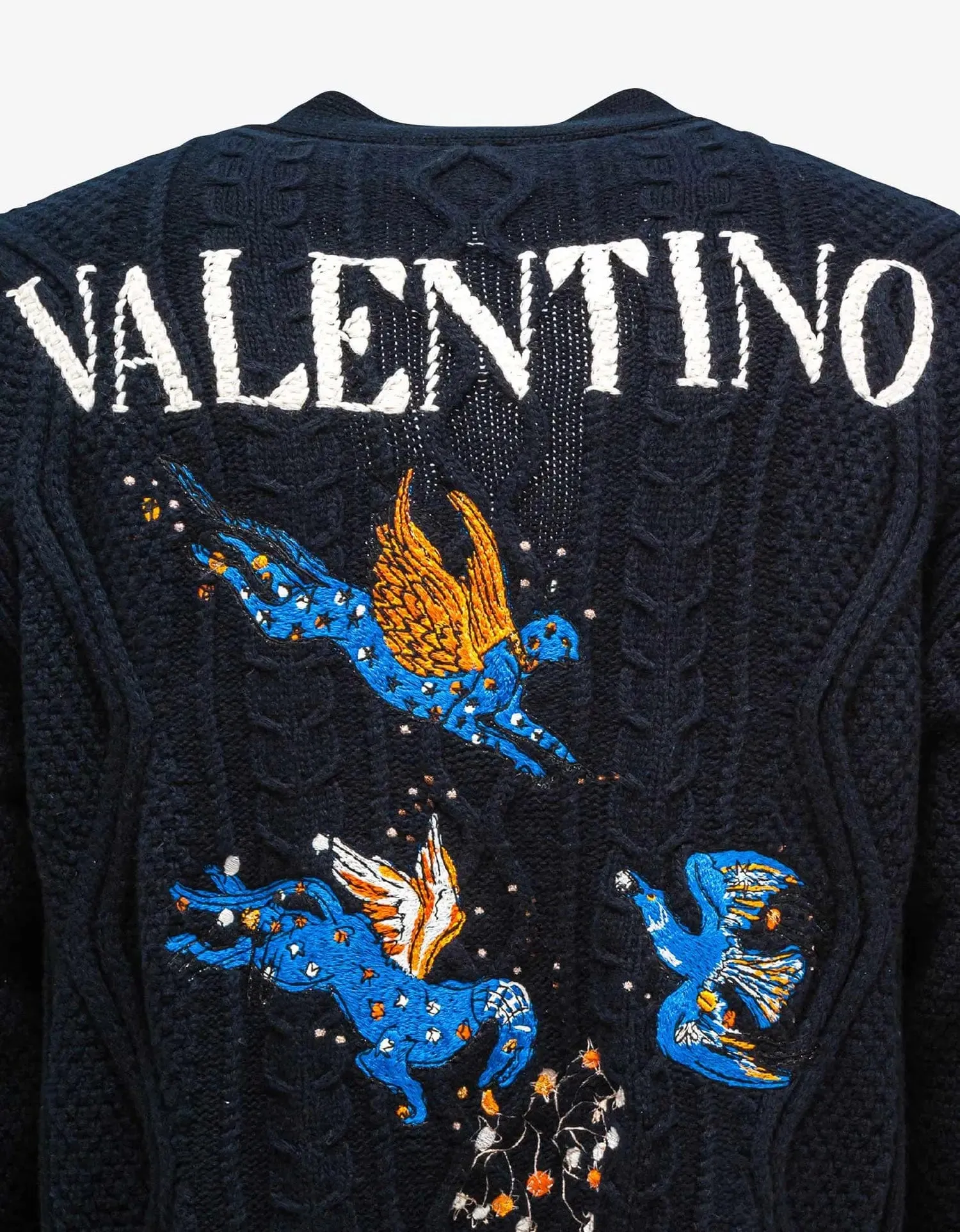 Valentino Navy Blue Utopia World Wool Cardigan