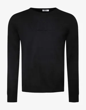 Valentino Valentino Garavani Black VLTN Logo Wool Sweater