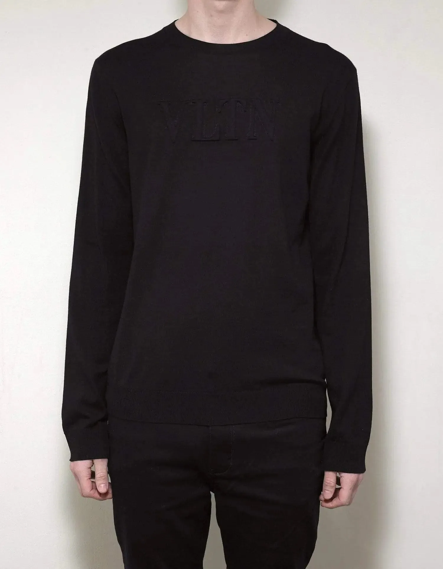 Valentino Valentino Garavani Black VLTN Logo Wool Sweater