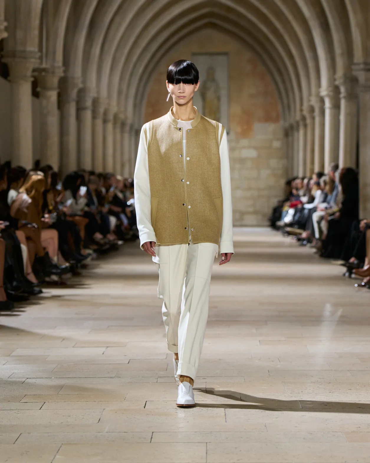 Varsity Jacket in Cotton Raffia and Leather Akris
