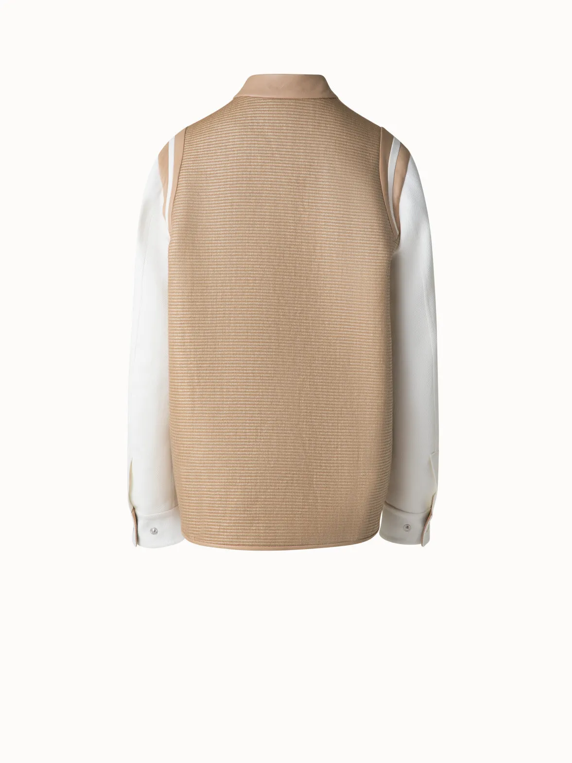 Varsity Jacket in Cotton Raffia and Leather Akris
