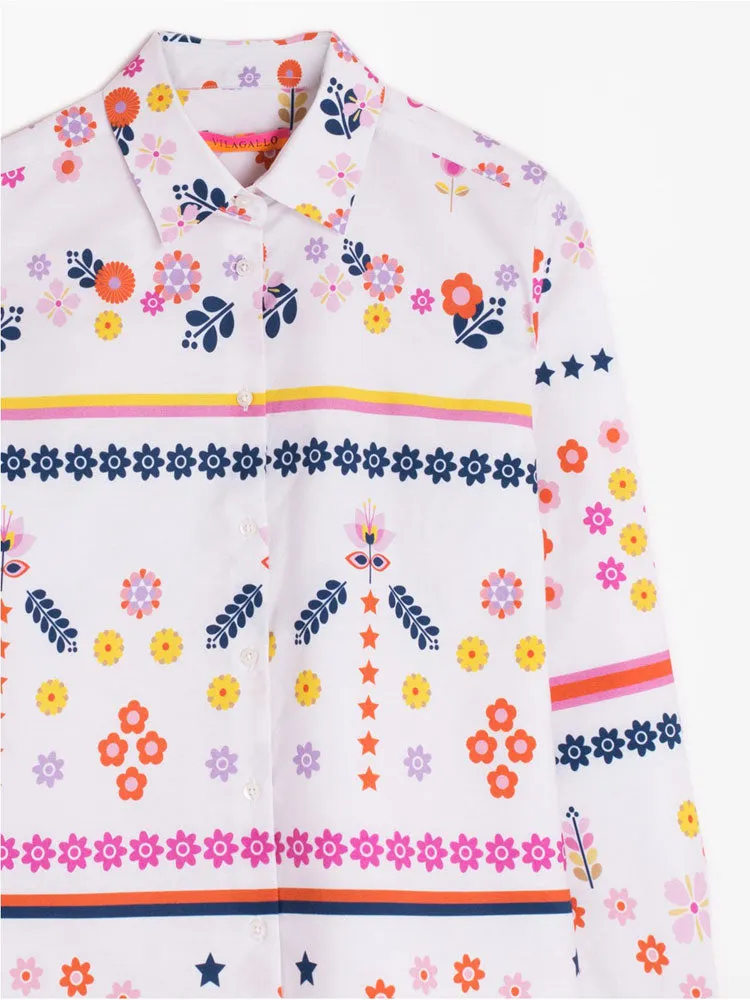 Vilagallo Irina Shirt White & Pink Floral