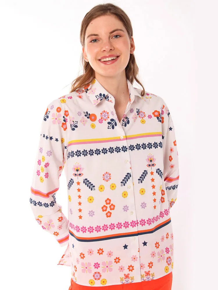 Vilagallo Irina Shirt White & Pink Floral