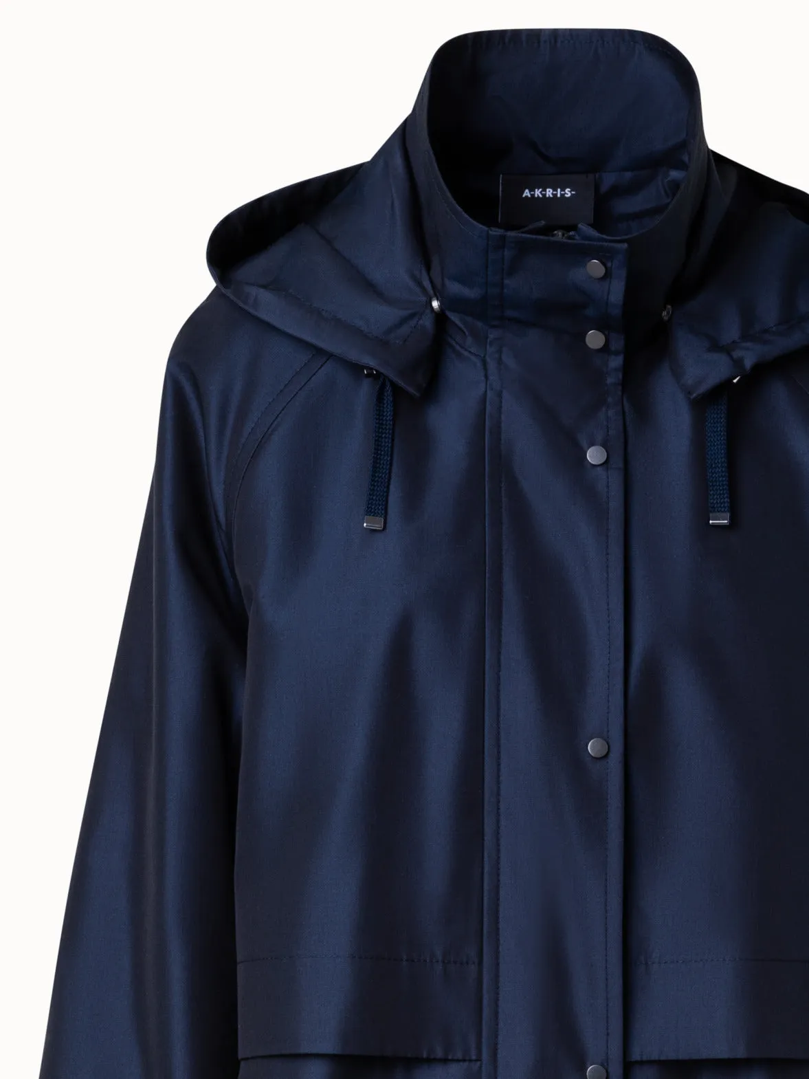 Water Repellent Long Silk Taffeta Coat Akris