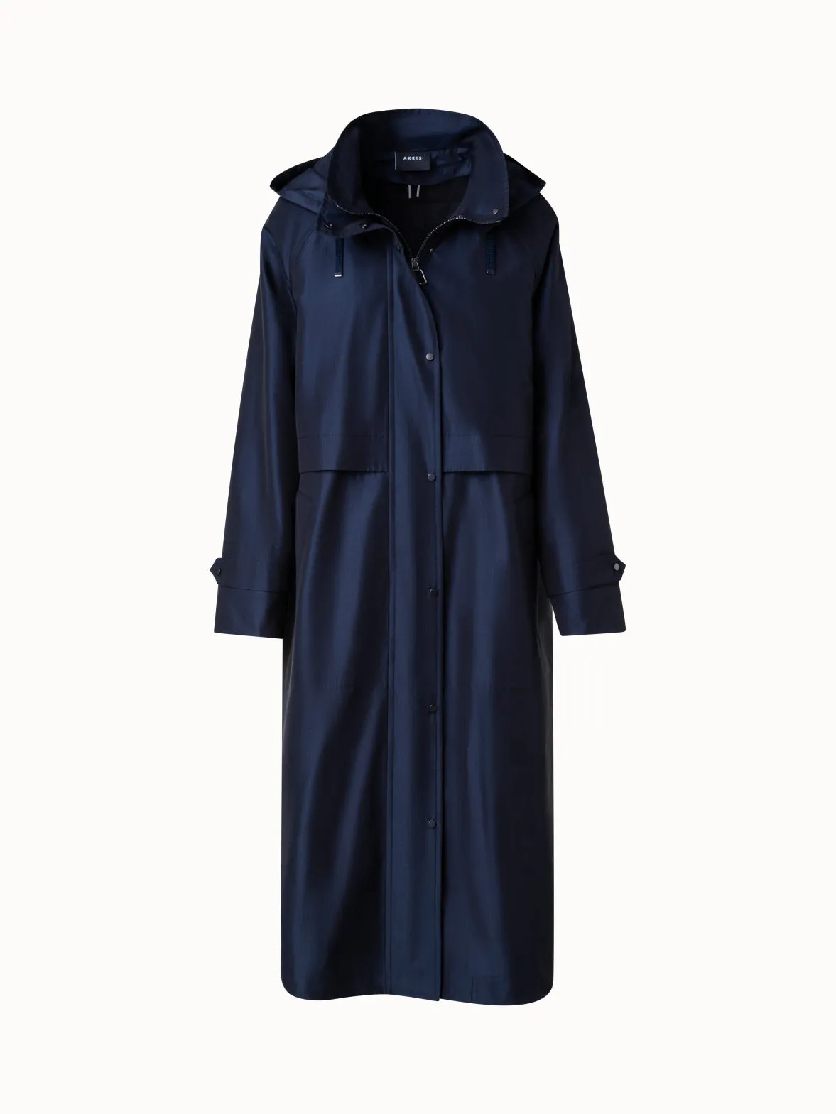 Water Repellent Long Silk Taffeta Coat Akris