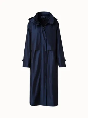 Water Repellent Long Silk Taffeta Coat Akris