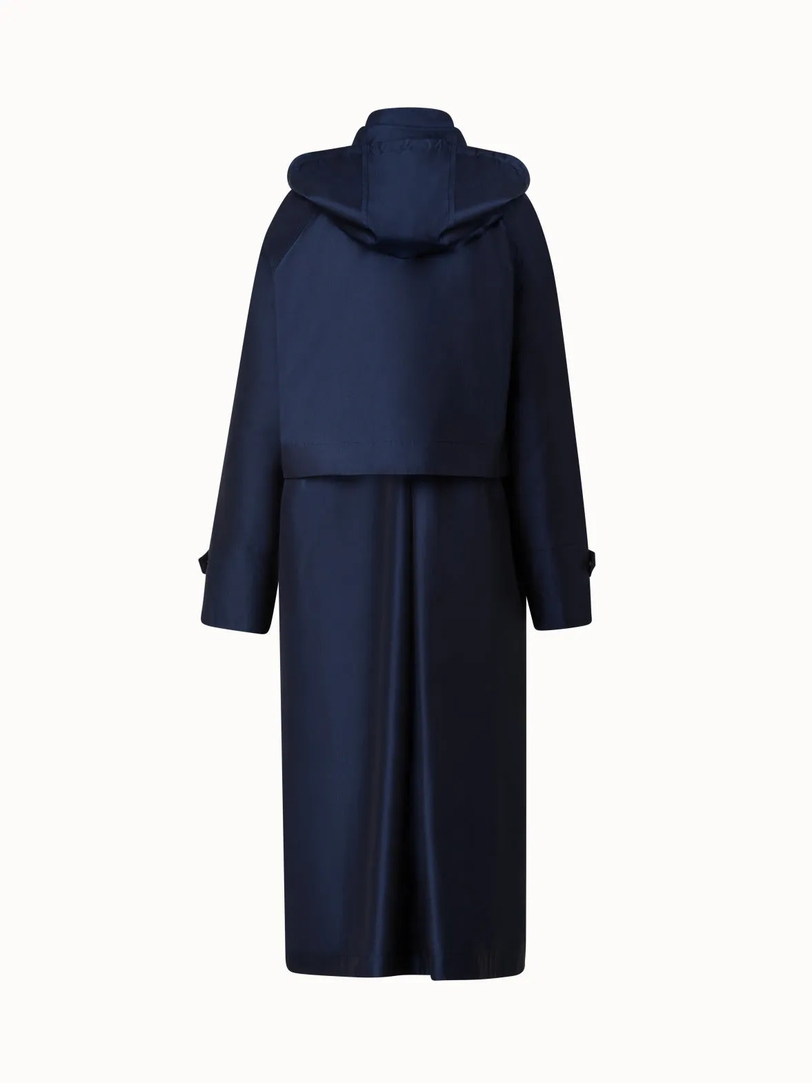 Water Repellent Long Silk Taffeta Coat Akris