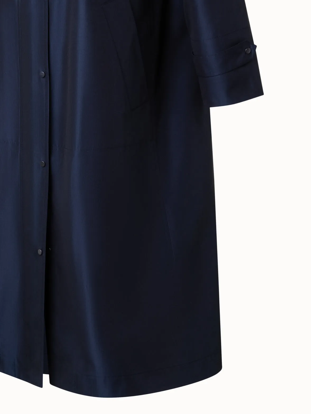 Water Repellent Long Silk Taffeta Coat Akris