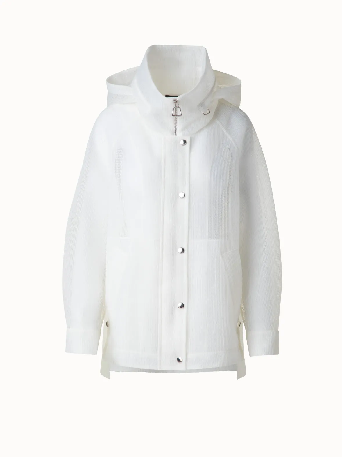 Water Repellent Parka in Sheer Techno-Grid Akris