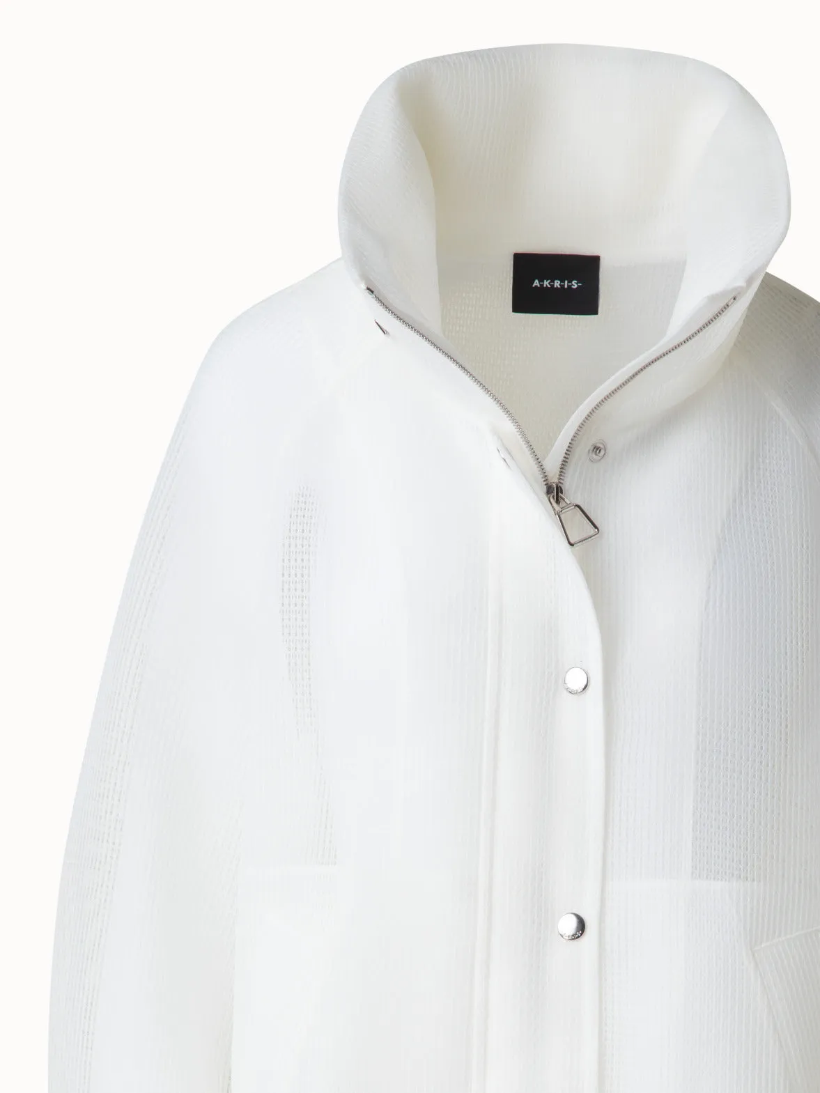 Water Repellent Parka in Sheer Techno-Grid Akris