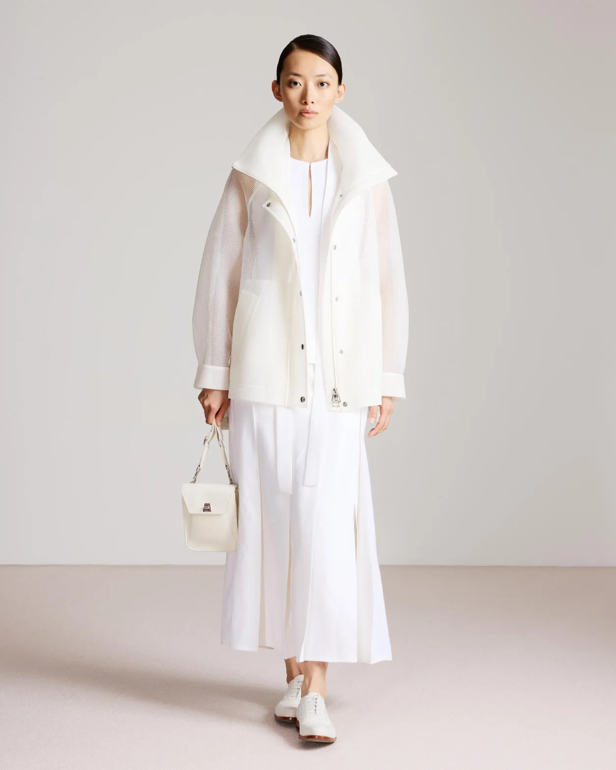Water Repellent Parka in Sheer Techno-Grid Akris