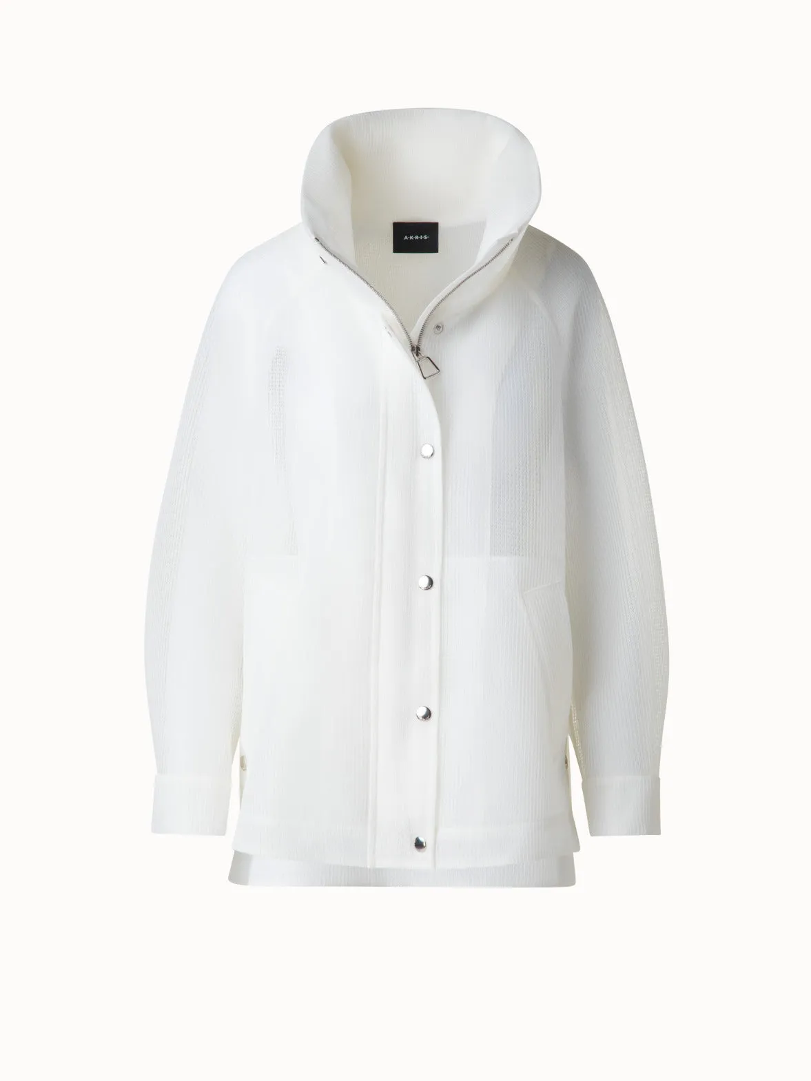 Water Repellent Parka in Sheer Techno-Grid Akris