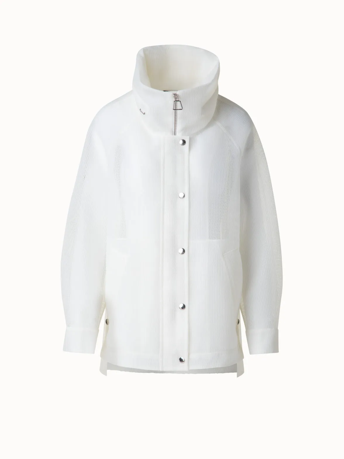 Water Repellent Parka in Sheer Techno-Grid Akris