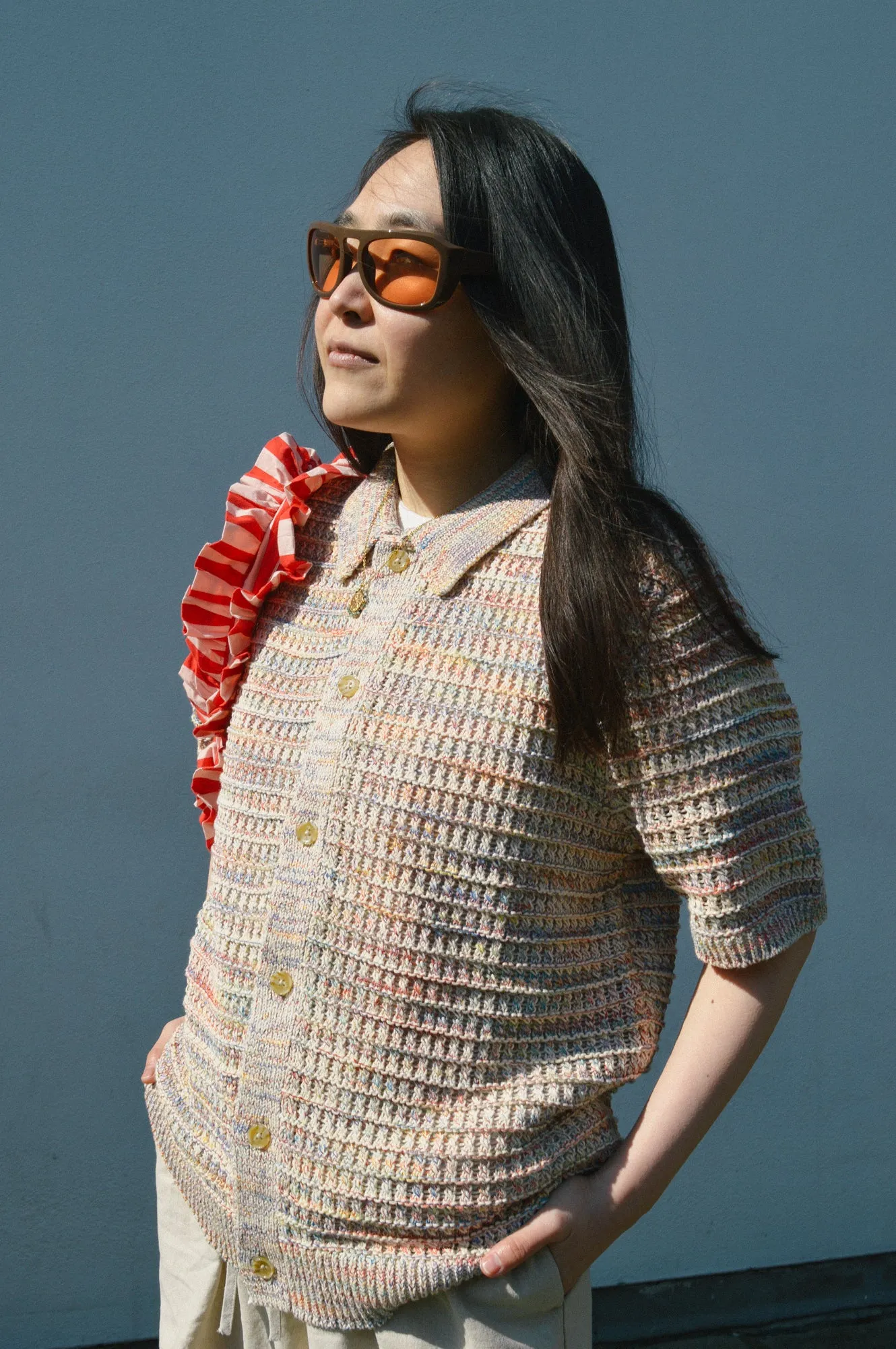 Wax Tellaro Rainbow Twist Knit Polo Shirt
