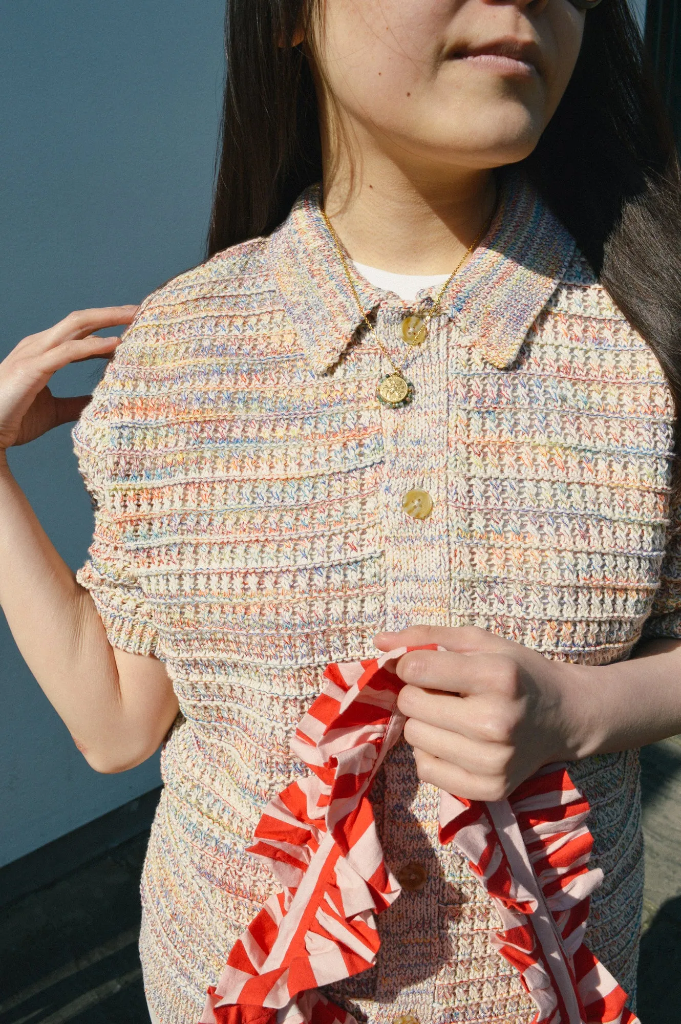 Wax Tellaro Rainbow Twist Knit Polo Shirt