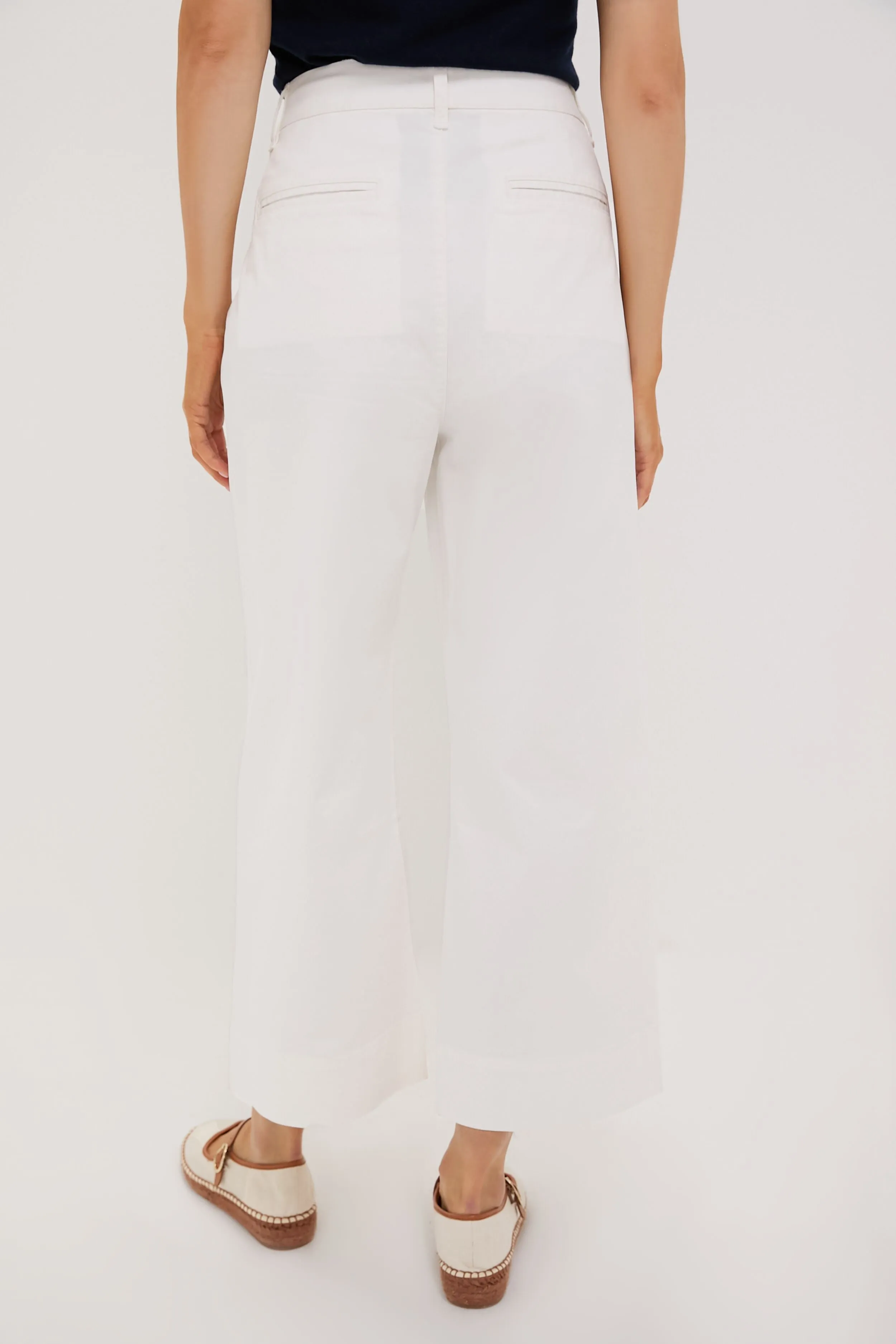 White Chino Wide Leg Stretch Davis Pants
