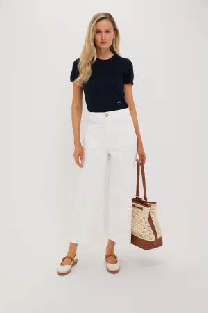 White Chino Wide Leg Stretch Davis Pants