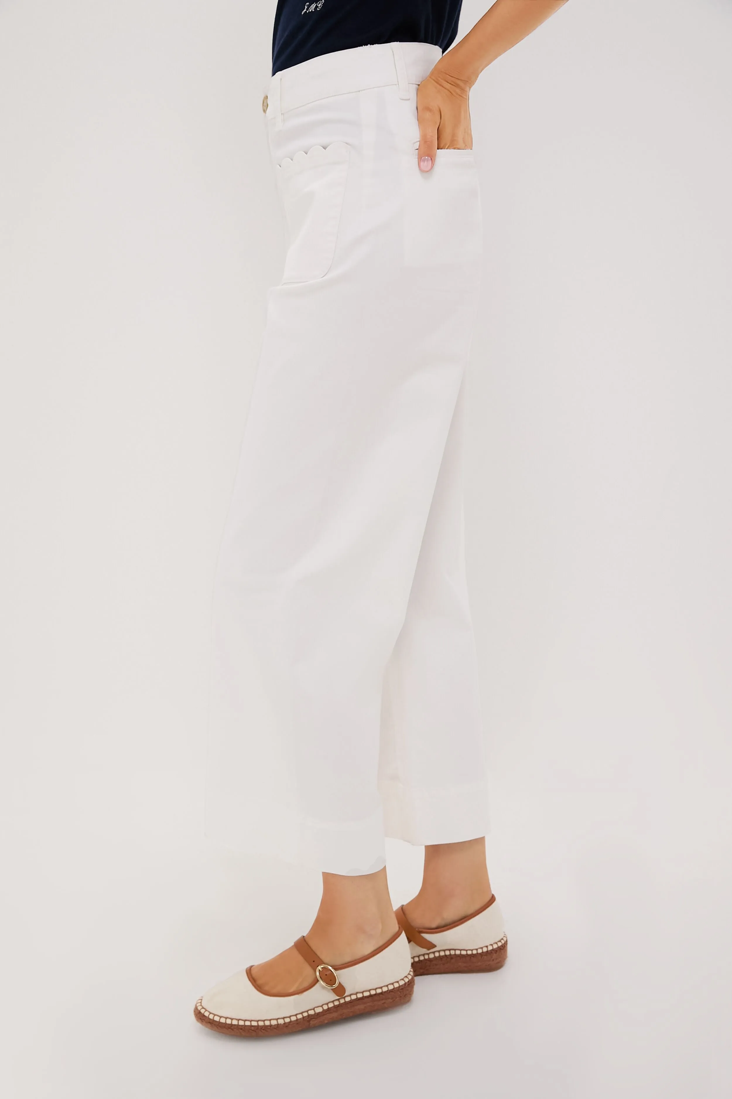 White Chino Wide Leg Stretch Davis Pants