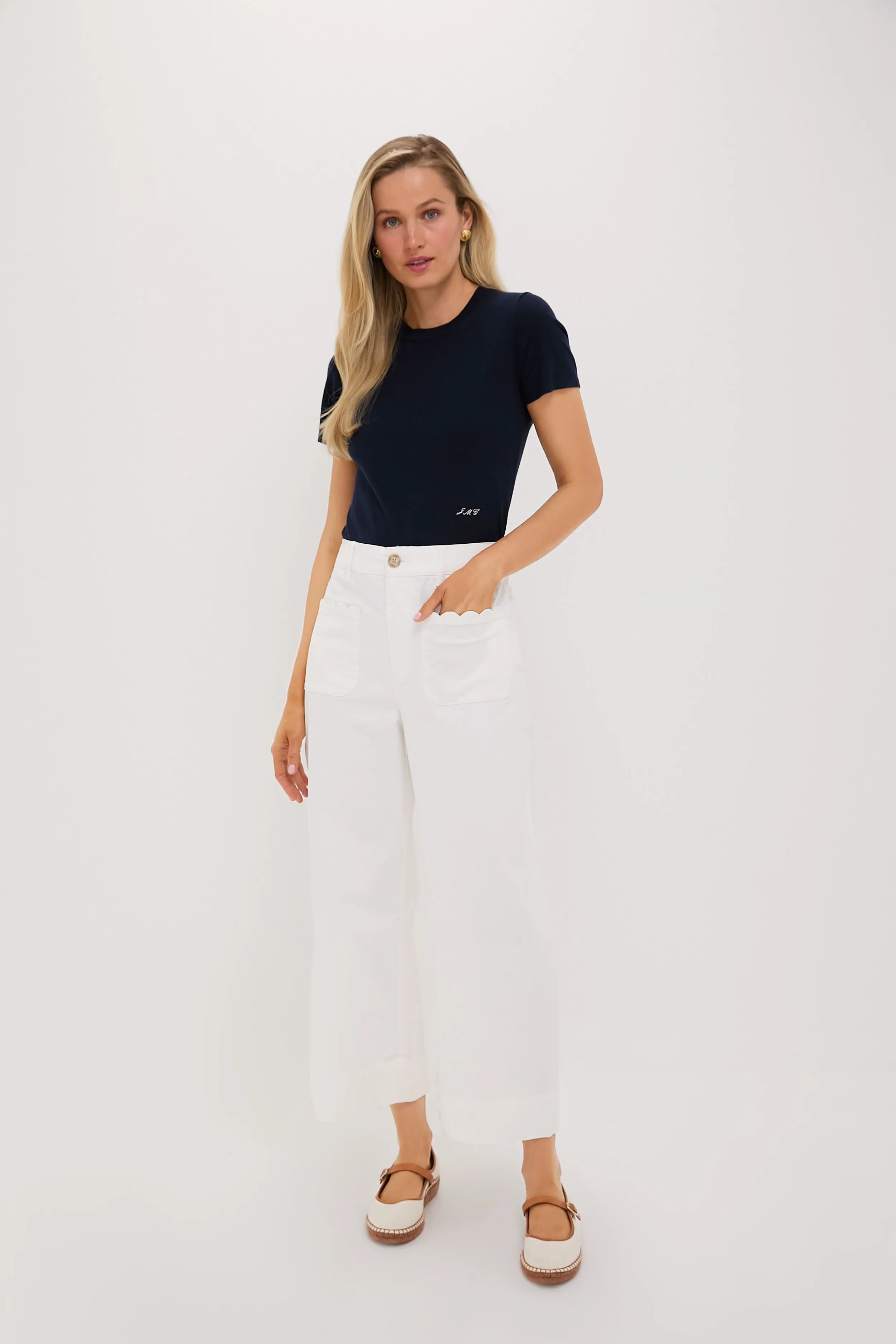 White Chino Wide Leg Stretch Davis Pants