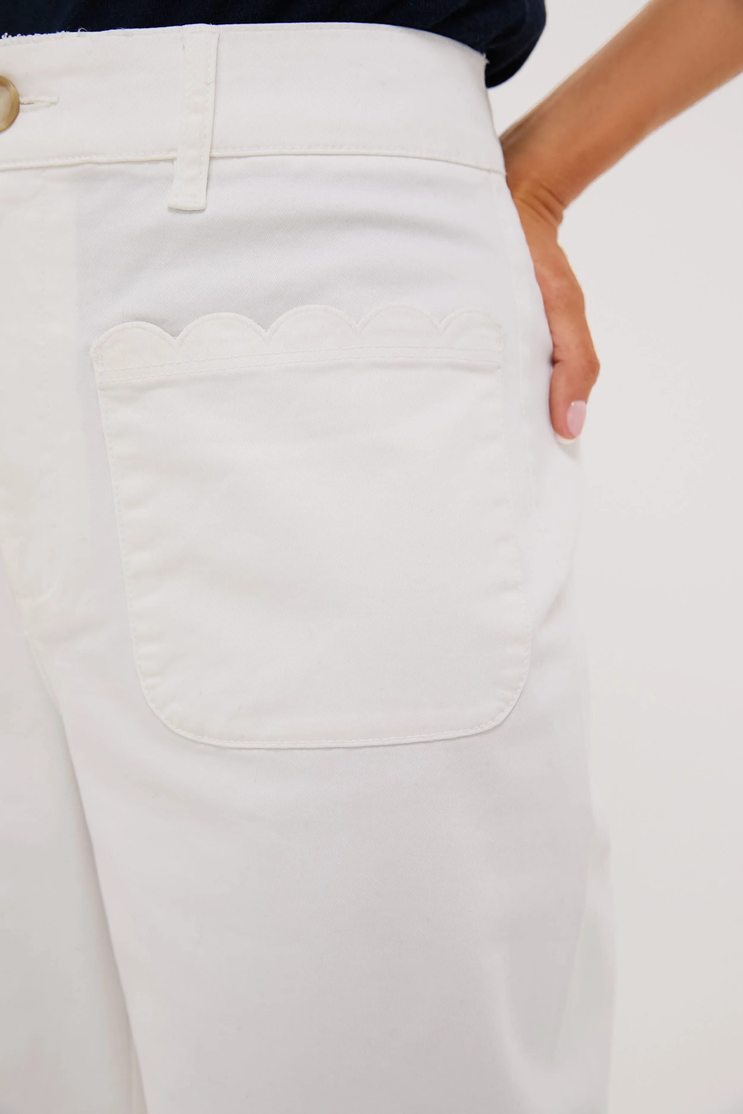 White Chino Wide Leg Stretch Davis Pants
