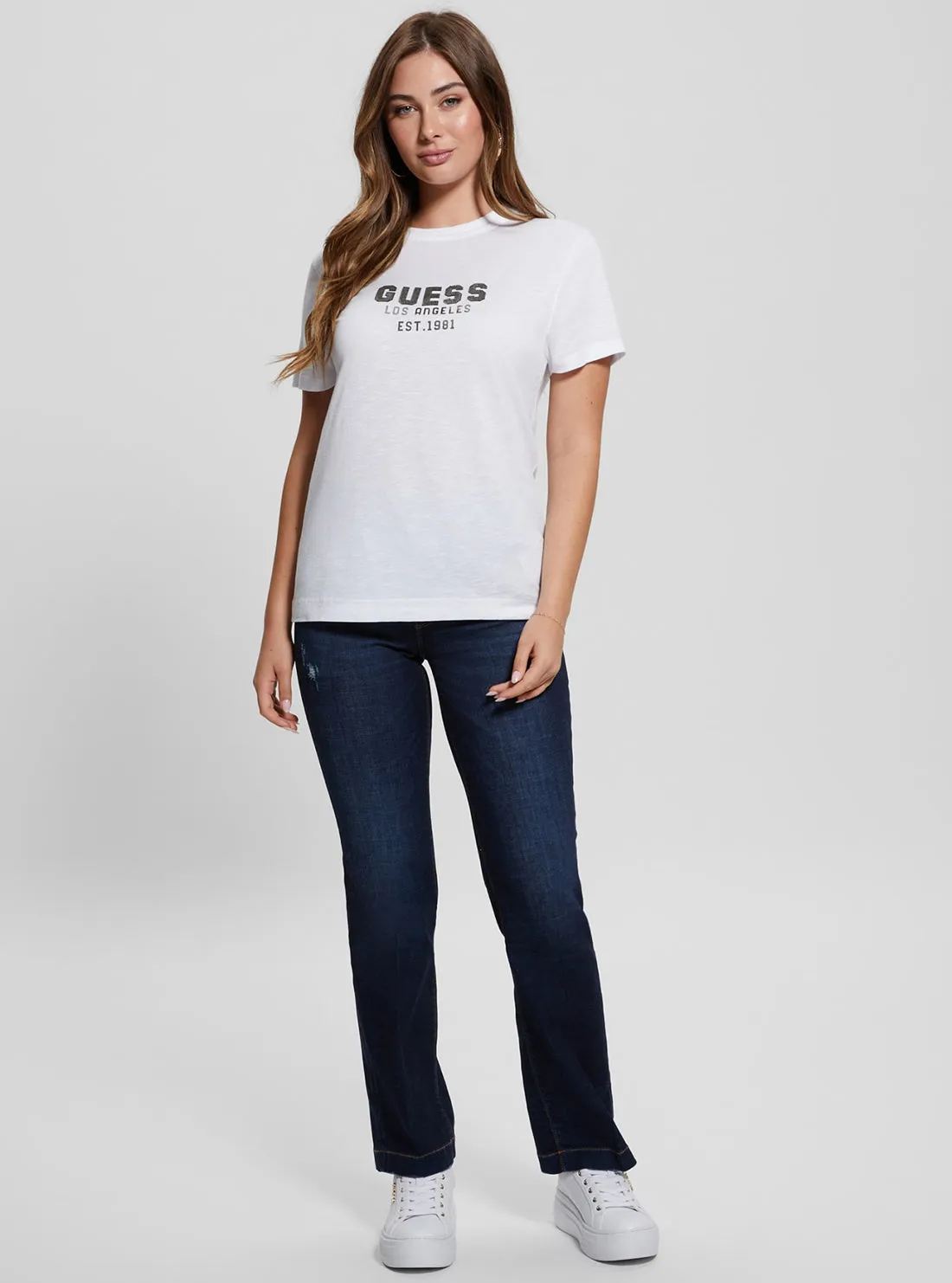 White Pyramide Studs T-Shirt Guess