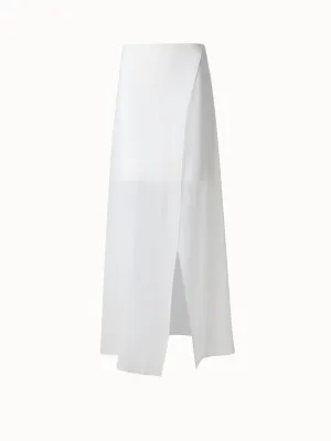 White Silk Skirt with Sheer Organza Overlayer Akris