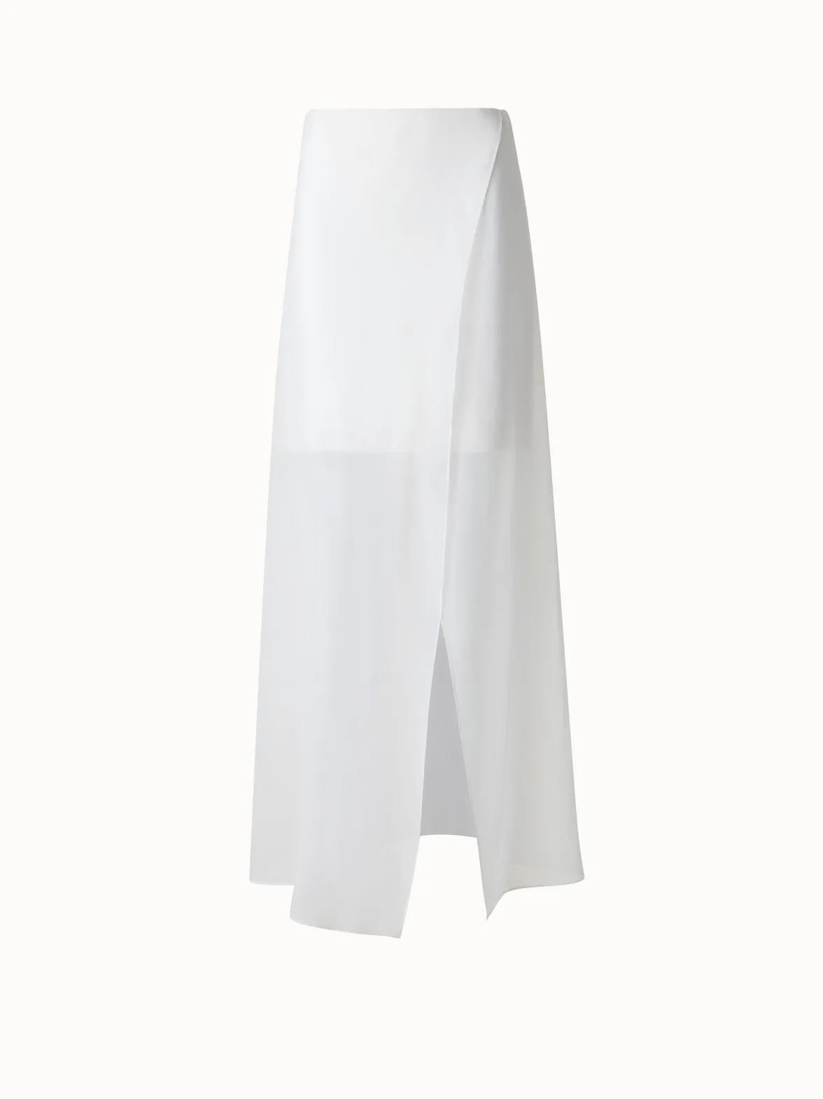 White Silk Skirt with Sheer Organza Overlayer Akris