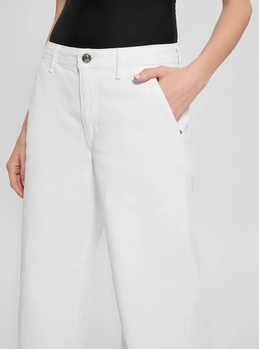 White Zoya Wide Leg Pants Guess