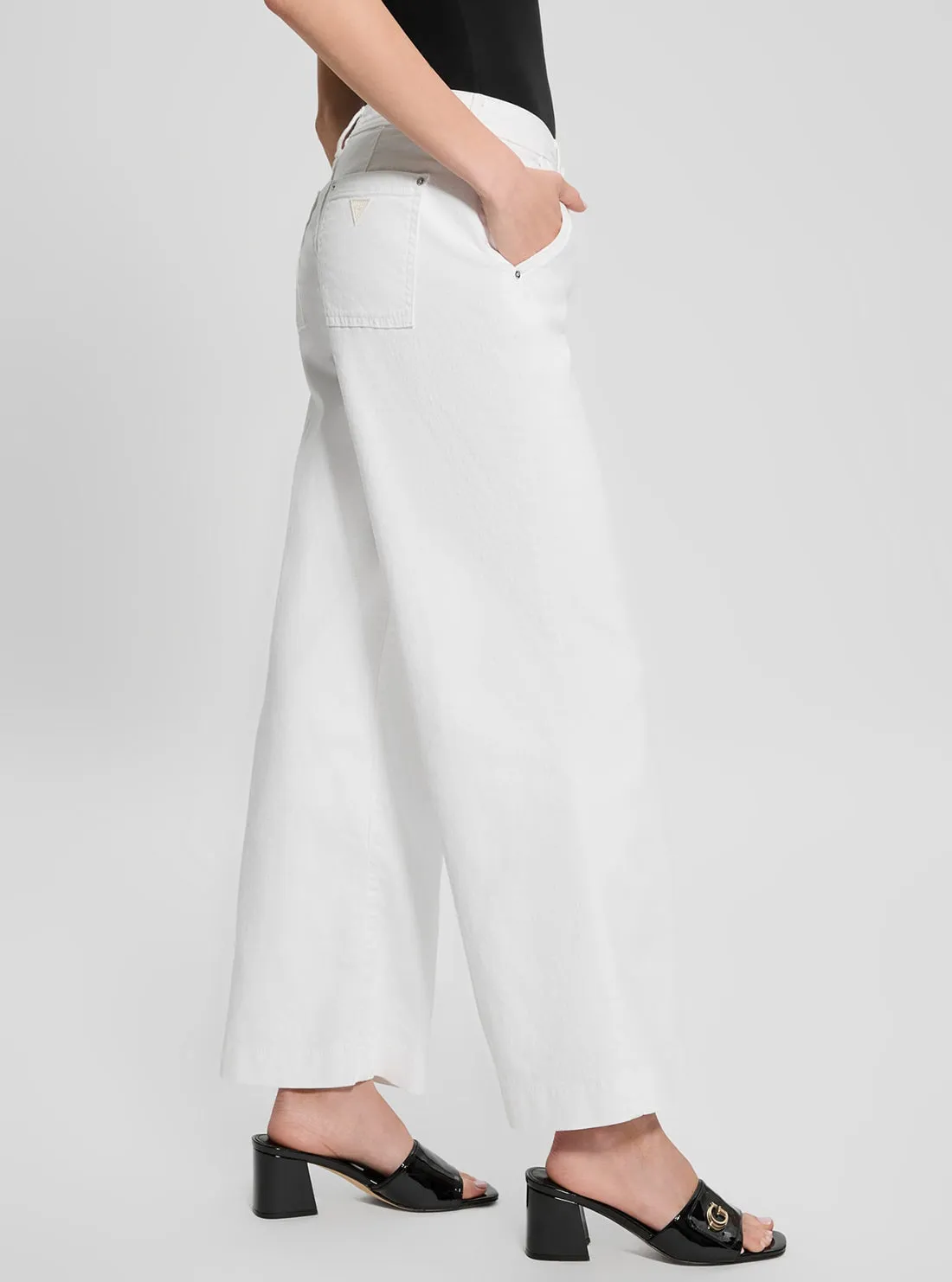 White Zoya Wide Leg Pants Guess