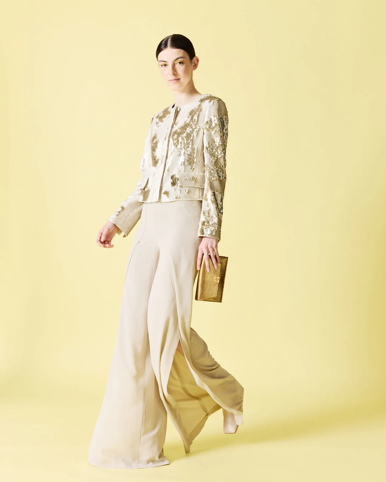 Wide Silk Pants with Slits Akris